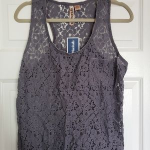 Lace Tank Top with Bead Detailing
